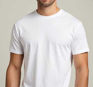 T-shirt décontracté à manches courtes col rond en jersey 100% coton blanc respirant et léger 260 GSM pour homme - Product Image 2