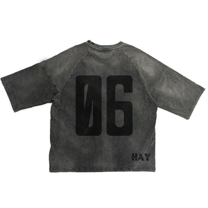High Quality Men's Tshirt Drop Shoulder Regular Fit Short Sleeve Screen Print Acid Wash Printed Crew Neck 100% Cotton Knitted - Product Image 3