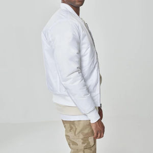 Chaqueta Bomber Casual de Lona con Parches Bordados con Logotipo Frontal, Cuello Alto, Grosor Estándar, Resistente al Viento, OEM - Product Image 6