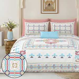 Parure de lit personnalisable 3 pièces en coton 100% imprimé à la main style indien Mario, 200 fils/cm², anti-acariens, toutes saisons, motif floral de qualité supérieure - Product Image 3