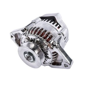Chrome Mini Alternator for GM Denso 12 Volt V Belt 1 Wire Street Race Car Model - Product Image 6