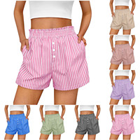 Shorts décontractés rayés à boutons pour femme Loveda Wholesale 2026, collection été, grandes tailles, multicolores, pour filles