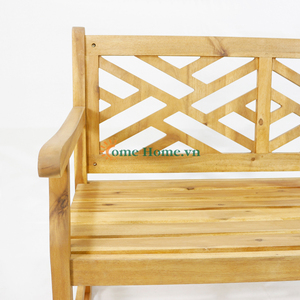 Comehome Banco de jardín de madera para 2 personas, silla de patio para exteriores, respaldo cruzado, color marrón - Product Image 3