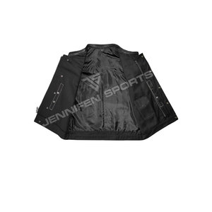 Chaleco de Motociclista de Alta Calidad, Personalizado, a la Moda, con Corte de Diamante, en Cuero Genuino y Tela de Lona para Hombre, de Primera Calidad - Product Image 5