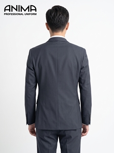 Premium Navy Blue Men’s Wrinkle-Resistant Business Suit Elegant Executive Office <b>Blazer</b> and Trousers <b>Set</b> - Product Image 3