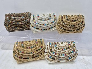 Luxury Handmade Beaded Evening <b>Clutch</b> Bag for Women | Crystal Stone Embroidered Potli Style Party Purse | <b>Wedding</b> & Bridal - Product Image 5