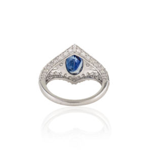 Bague de déclaration vintage inspirée du saphir bleu vif et du diamant, en or blanc 14 carats, pour mariage et soirée, prix de gros usine - Product Image 6