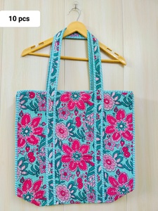 Magnifique sac fourre-tout réversible haut de gamme, imprimé Ikat indien populaire, en coton et velours matelassé, sac de marché hippie - Product Image 4