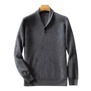 Hochwertige Winter mode 100% reine Wolle Pullover Männer verdickt Polo-Ausschnitt stilvolle atmungsaktive Pullover benutzer definierte gestrickte Kaschmir s