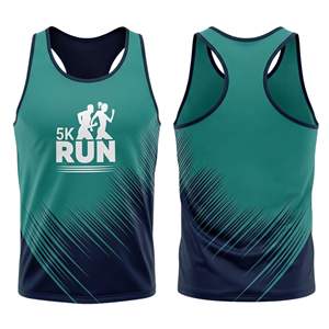Wholesale Price Custom Design Sublimated Training Jersey Stretch Polyester Mesh <b>Running</b> Sleeveless Marathon Singlet Crew Neck - Product Image 4
