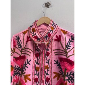 Pink Color 100% Cotton <b>Jacket</b> Hand Stitch <b>Short</b> <b>Jacket</b> Unisex Winter Coat Uzbek Embroidery Suzani <b>Jacket</b> Women's <b>Jackets</b> - Product Image 5