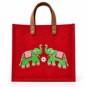 Unique Design Custom Printed red <b>elephant</b> printed Jute Shopping Bags Luxury Quality Handmade ecofriendly Bag for <b>gifting</b> - Product Image 1
