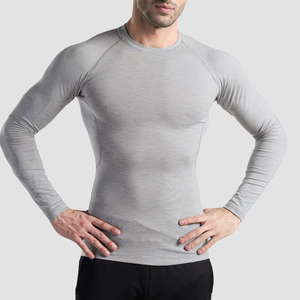 Camiseta de Compresión Gris para Hombre, Tejida, de Manga Larga, Secado Rápido, para Gimnasio, de Poliéster y Elastano, para Fitness y Deportes - Product Image 2