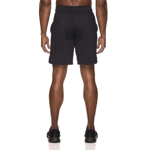 Shorts en polyester noir uni pour homme, fermeture à cordon, taille élastique, poches, vêtements de sport décontractés, tissu tissé à séchage rapide - Product Image 1