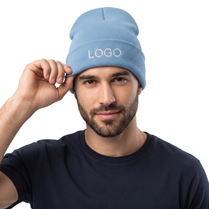 Gorro de Invierno Acrílico Unisex, Gorro Azul Personalizado de Punto, Cálido, Suave, Cortavientos, para Esquí, con Juego de Bufanda de Invierno - Product Image 2