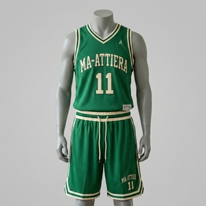 Ensemble de maillots et shorts de basket-ball personnalisés vert et blanc, uniforme d'équipe, fabricant de vêtements de sport en gros - Product Image 1