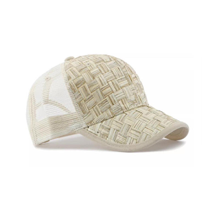 Four Seasons New Outdoor <b>Sunscreen</b> Hats Solid Color Woven Grass Hard Top Mesh Baseball Caps - Product Image 4