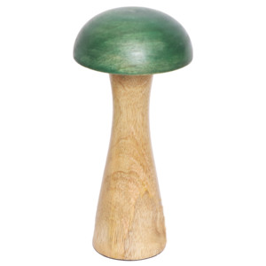Handcrafted Green Wooden Mushroom Sculpture Home <b>Decor</b> Accent - Aqdus Saleem - Product Image 4