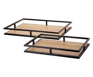 Cesta de madera y alambre de primera calidad con marco metálico para servir alimentos y bebidas - Product Image 3