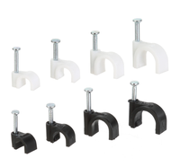 Clip mural carré en plastique noir et blanc de type R pour câble rond, clip de fixation en plastique pour câble de données, 4mm~40mm, 100 pièces/sac