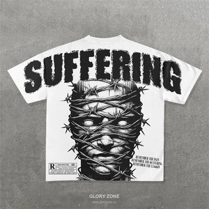 Camiseta Glory Zone personalizada vintage con lavado ácido, corte holgado, de algodón 100% grueso, estilo streetwear oversize para unisex. - Product Image 2