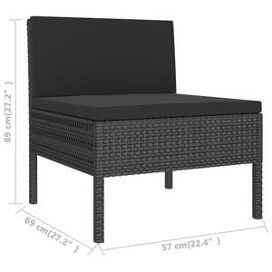 Ensemble de salon de jardin en rotin PE noir avec structure en acier thermolaqué et polyester, mobilier d'extérieur durable - Product Image 5