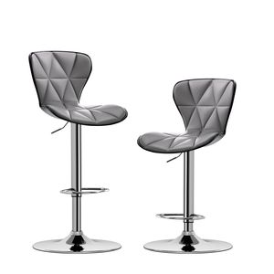 Set di 2 Sgabelli da Bar Girevoli e Regolabili in Altezza, Comode Sedie da Ufficio con Schienale in Pelle PU Grigia - Product Image 3