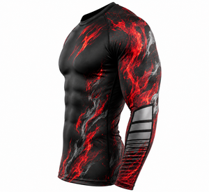SHH Industries OEM Fully Custom Breathable Quick Dry Blue Flame Compression <b>Rash</b> <b>Guard</b> Men's Long Sleeve <b>BJJ</b> MMA Grappling - Product Image 6