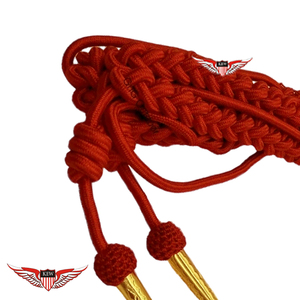 Aiguillette en soie rouge avec étiquettes dorées, cordons d'épaule, aiguillette torsadée, aiguillette à pointe dorée métallique - Product Image 4