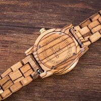 Montre à quartz en bois vintage personnalisée OEM pour homme, bracelet en cuir, boîtier en bambou, design Art Déco français, style antique quotidien, ronde FAIZA