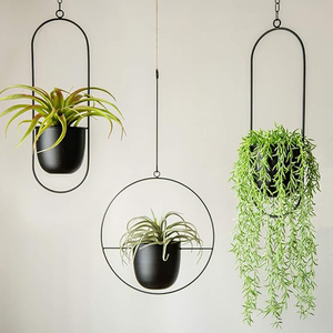 Black Metal Plant Hanger,Metal Wall and Ceiling Hanging Planter, Modern Planter, Mid Century Flower Pot Plant Holder Minimalist - Product Image 1
