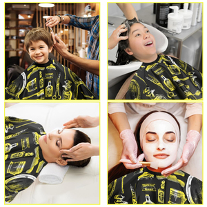 ผ้าคลุมตัดผมสำหรับร้านเสริมสวยมืออาชีพ ผ้ากันเปื้อนช่างตัดผม คุณภาพสูง ผลิตจากไนลอน สวมใส่สบาย พร้อมคลิปล็อค - Product Image 6