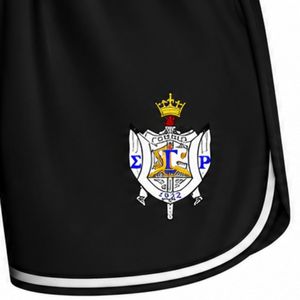 Shorts de performance pour femmes Sigma Gamma Rho, noirs, avec motif de lettres grecques, shorts de sport athlétiques, vêtements d'entraînement personnalisés pour la sororité - Product Image 3