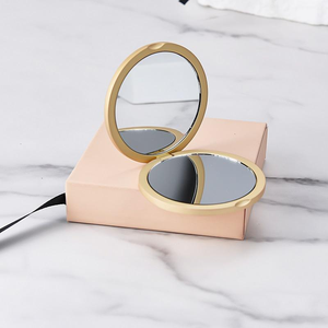 Espejo de Maquillaje Portátil de Metal, Doble, Mini, de Bolsillo, Bronce, con Aumento, Compacto, de Escritorio, Directo de Fábrica - Product Image 2