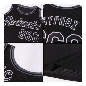 เสื้อบาสเก็ตบอลย้อนยุคสีดำทองแบบสั่งทำพิเศษ พรีเมียม ซับลิเมชั่น ชุดบาสเก็ตบอลเรโทร ปรับแต่งได้สำหรับทีม - Product Image 3
