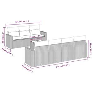 Ensemble de canapés de jardin en polyrotin gris avec structure en acier thermolaqué et verre trempé, meubles durables et élégants - Product Image 3