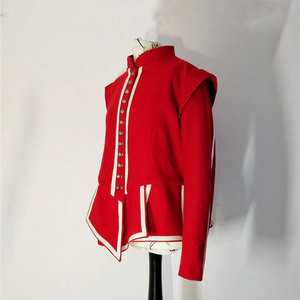 Veste doublette historique rouge avec passepoil en coton blanc, du 17e siècle, en laine de haute qualité, fournitures d'usine - Product Image 5