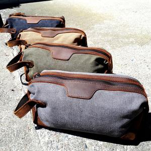 Leather Canvas Toiletry Bag Travel Organizer Waterproof Dopp Kit Cosmetic Storage <b>Case</b> Large Size LCTB-0022 - Product Image 2