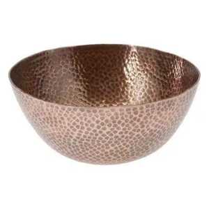 Grand saladier en cuivre martelé fait main, finition antique, rond, pour fruits et salades, centre de table de cuisine - Product Image 1