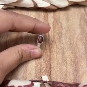 Minimalist <b>Garnet</b> <b>Ring</b> Brass Finger <b>Ring</b> Women <b>Silver</b> Plated Geometric Bands <b>Ring</b> [Wholesale/OEM/ODM] - Product Image 3