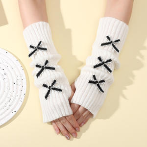 Gants sans doigts en coton et élasthanne pour femmes, anti-boulochage, compatibles écran tactile, mitaines chaudes à demi-doigts - Product Image 2