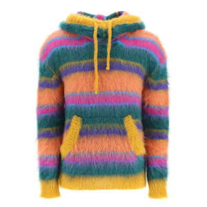 Cárdigan con Capucha de Mohair a Rayas para Hombre, Suéter Grueso de Punto para Invierno con Bolsillos, Antipilling, Estilo con Capucha y Manga Larga - Product Image 3