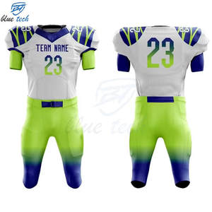 Ensemble d'uniformes de football américain imprimés par sublimation, maillot et pantalon de football personnalisés pour hommes, vêtements d'équipe de haute qualité, séchage rapide, protection UV - Product Image 2