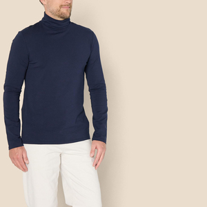Wholesale <b>Mens</b> <b>Turtle</b> High <b>Neck</b> Long Sleeve Shirt Casual Solid Color Ribbed Knit Undershirt For Daily Wear Comfortable For <b>Men</b> - Product Image 4