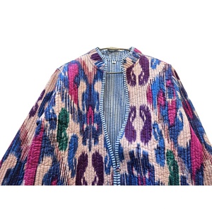 Indian Handmade Vintage Cotton Regular <b>Jacket</b> <b>Women</b> Eket Printed Quilted <b>Summer</b> Outwear Stripe <b>Lightweight</b> Comfortable Fit - Product Image 4