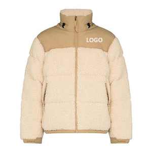 Veste matelassée Sherpa pour homme à col montant avec logo personnalisé, à capuche, rembourrée, tissée, à fermeture éclair, motif à pois, pour l'extérieur, collection automne - Product Image 1