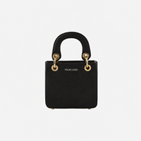 Sac fourre-tout mini HINDVANTA GLOBAL personnalisé en cuir organique noir uni avec chaînes, fermeture ouverte, portable, pour femme, usage quotidien, voyage