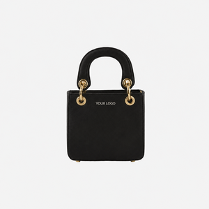 HINDVANTA GLOBAL Custom Black Organic Leather Solid Color <b>Mini</b> <b>Tote</b> <b>Bag</b> Chains Open Closure Portable Women Daily Use Travel - Product Image 1