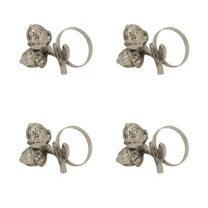Ensemble de 4 anneaux de serviette en métal argenté rétro, décorations de table durables pour mariage et banquet - Product Image 1
