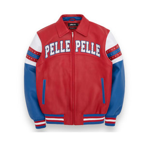 Chaqueta de Cuero Genuino para Hombre, Diseño Unisex con Bloques de Color, Personalizada, de Alta Calidad, Cuello Alto, Transpirable, Resistente al Viento, para Invierno - Product Image 1